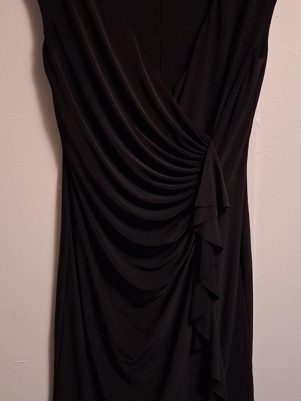 Vintage American Living Black Draped Midi Dress